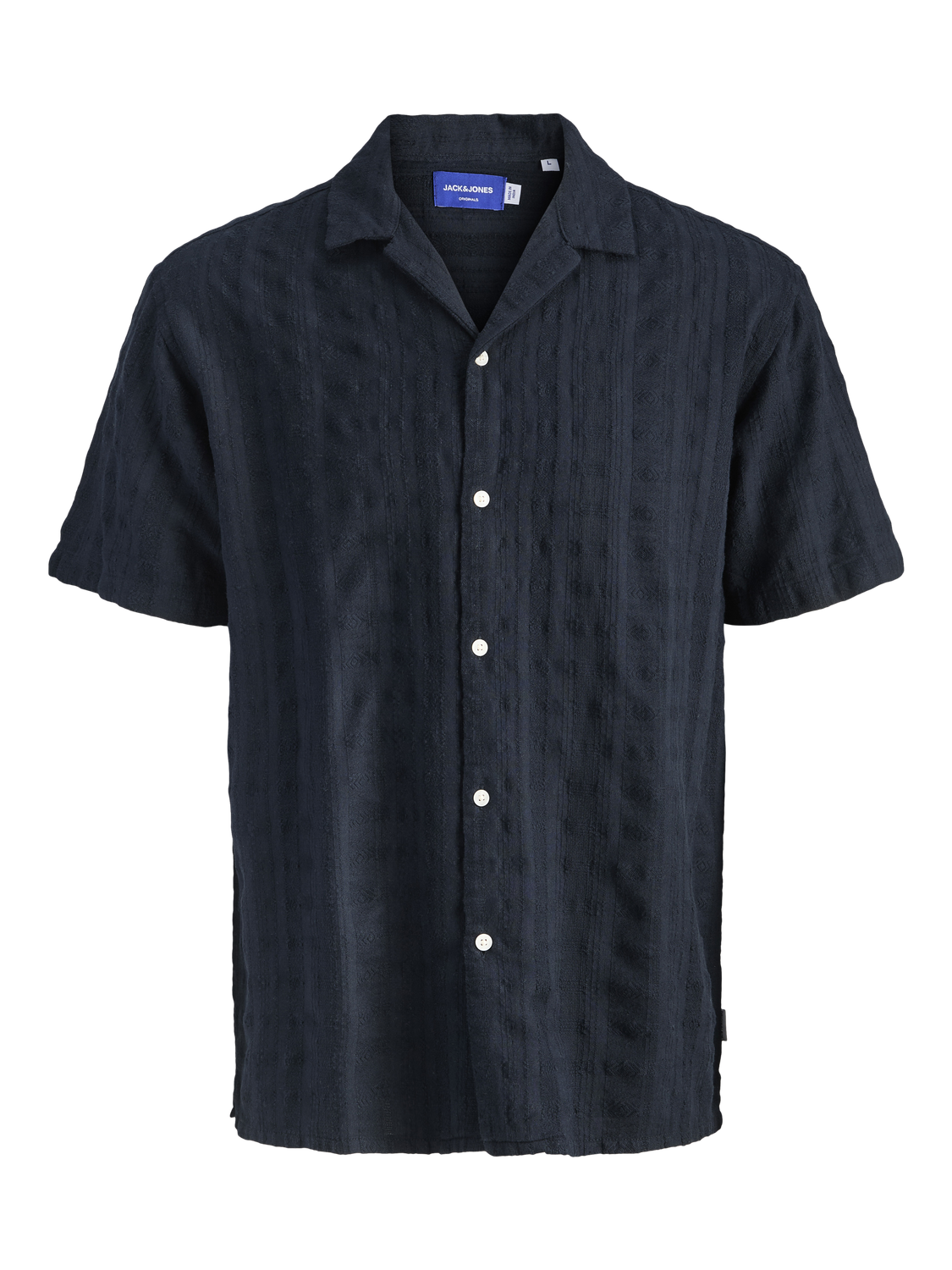 قميص جاك آند جونز الرجالي السادة باللون الأسود مع ياقة مستديرة