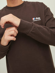 سويت شيرت رجالي بني مع تفاصيل الأكمام الطويلة