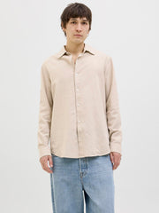 قميص بيج رجالي رسمي – موديل كامل الطول