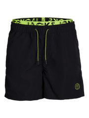 شورت سباحة رجالي أسود بتصميم نيون