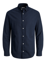 Classic Long-Sleeve Cotton Shirt - Navy Blue