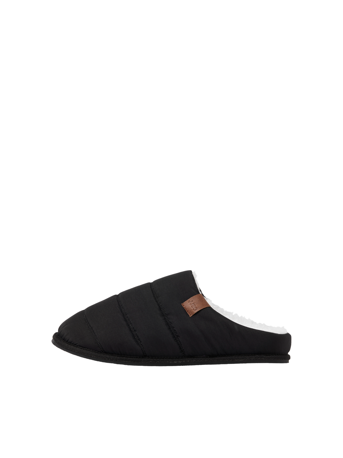 شبشب منزلي رجالي مبطن بلون فحمي جانبي