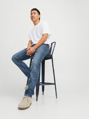 جانب بنطلون جينز جيجيمايك الأزرق مع خصر متوسط وساق ضيقة من الأسفل