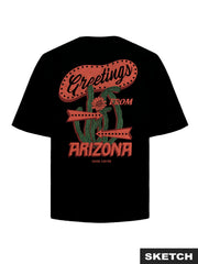 تيشيرت رجالي أسود بطبعة شبابية من الخلف