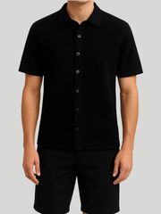 JORMONTAUK Knit Polo-Shirt - Black