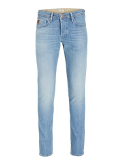 جينز رجالي slim fit أزرق دنيم مع تفاصيل الجيوب