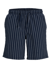 شورت رجالي مخطط صيفي بلون كحلي – منظر مسطح أمامي