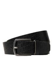 صورة لحزام رجالي جلد أسود منقوش – JACMONOGRAM LEATHER BELT