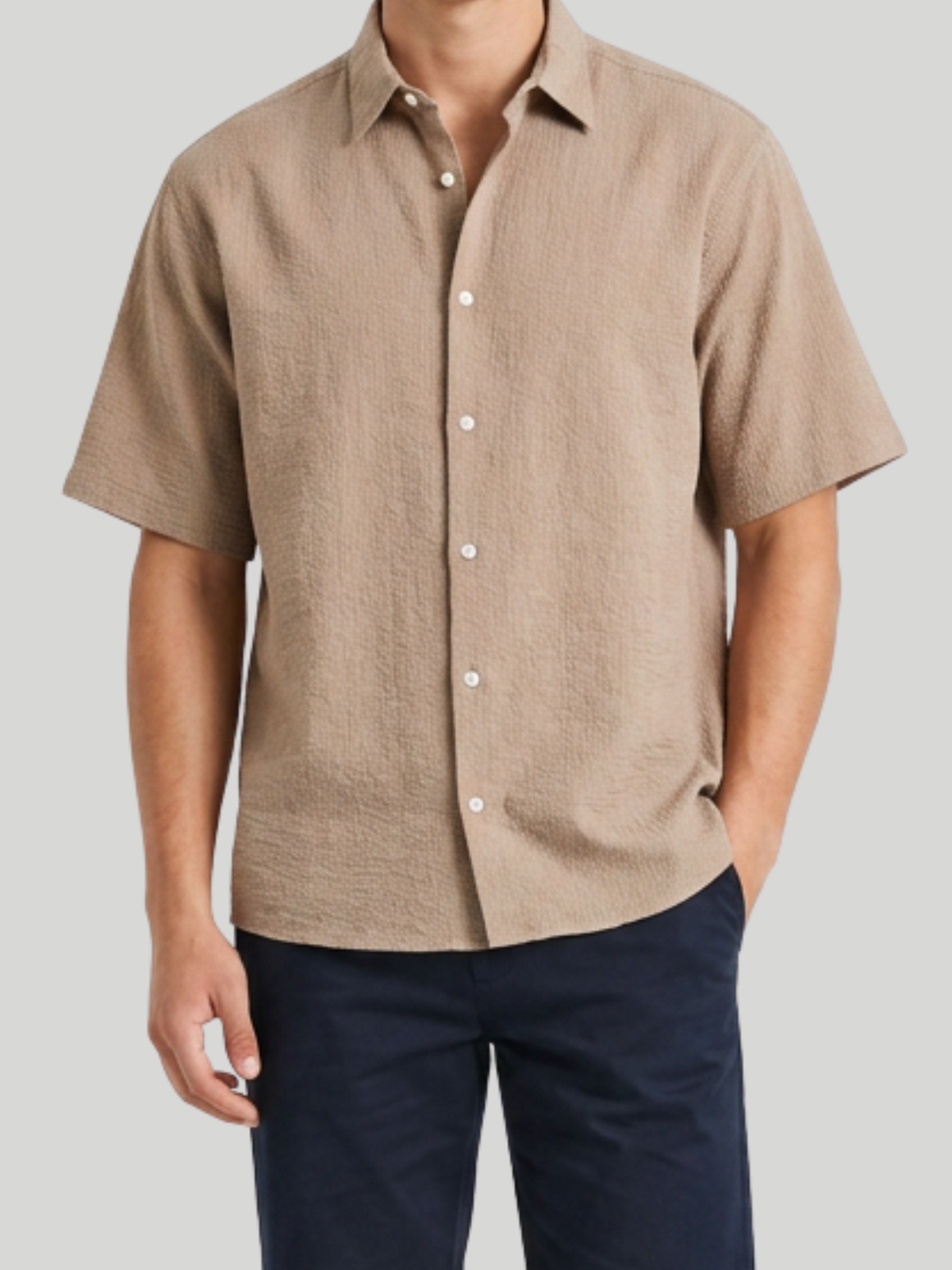 قميص رجالي كاجوال جاك جونز Desert Taupe بأكمام قصيرة قطن 100%
