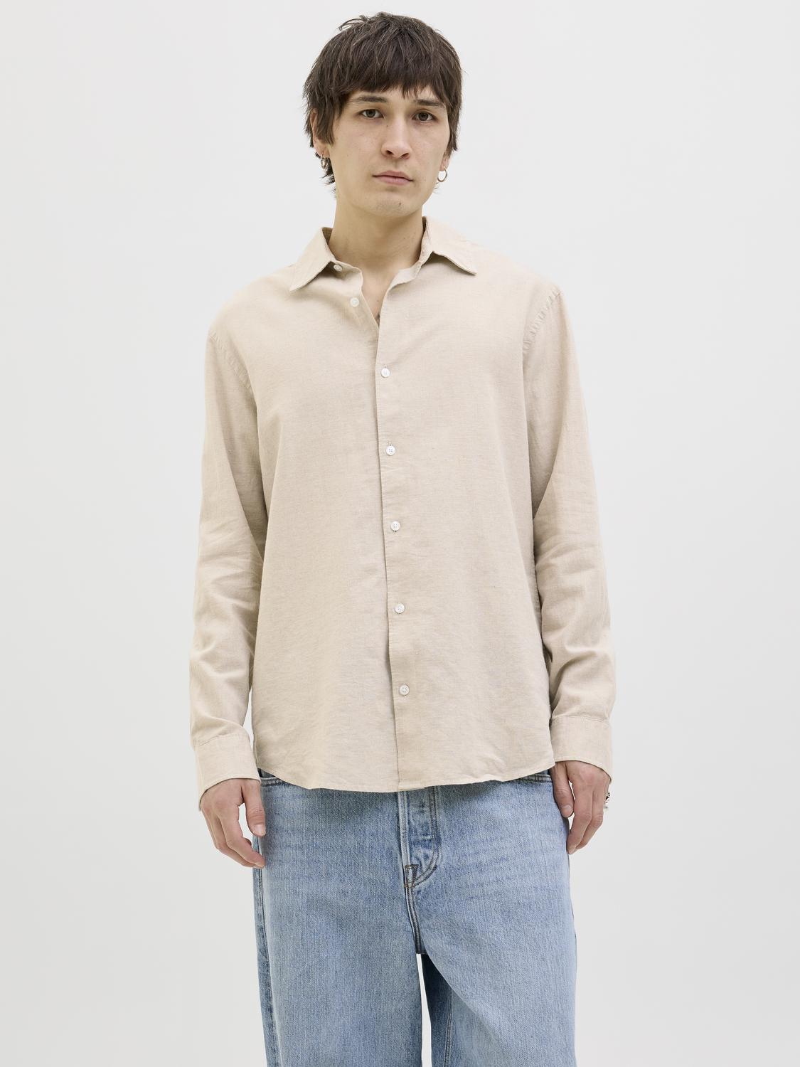 قميص بيج رجالي رسمي – موديل كامل الطول