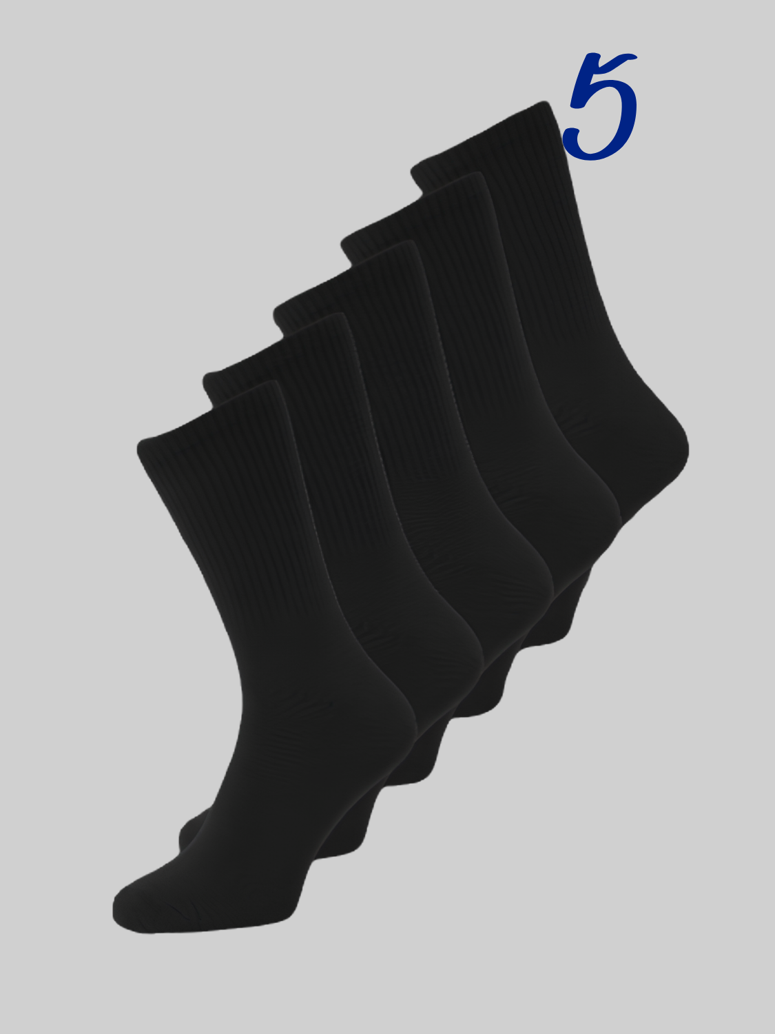 Men's Sporty Black Crew Socks - 5-Pack