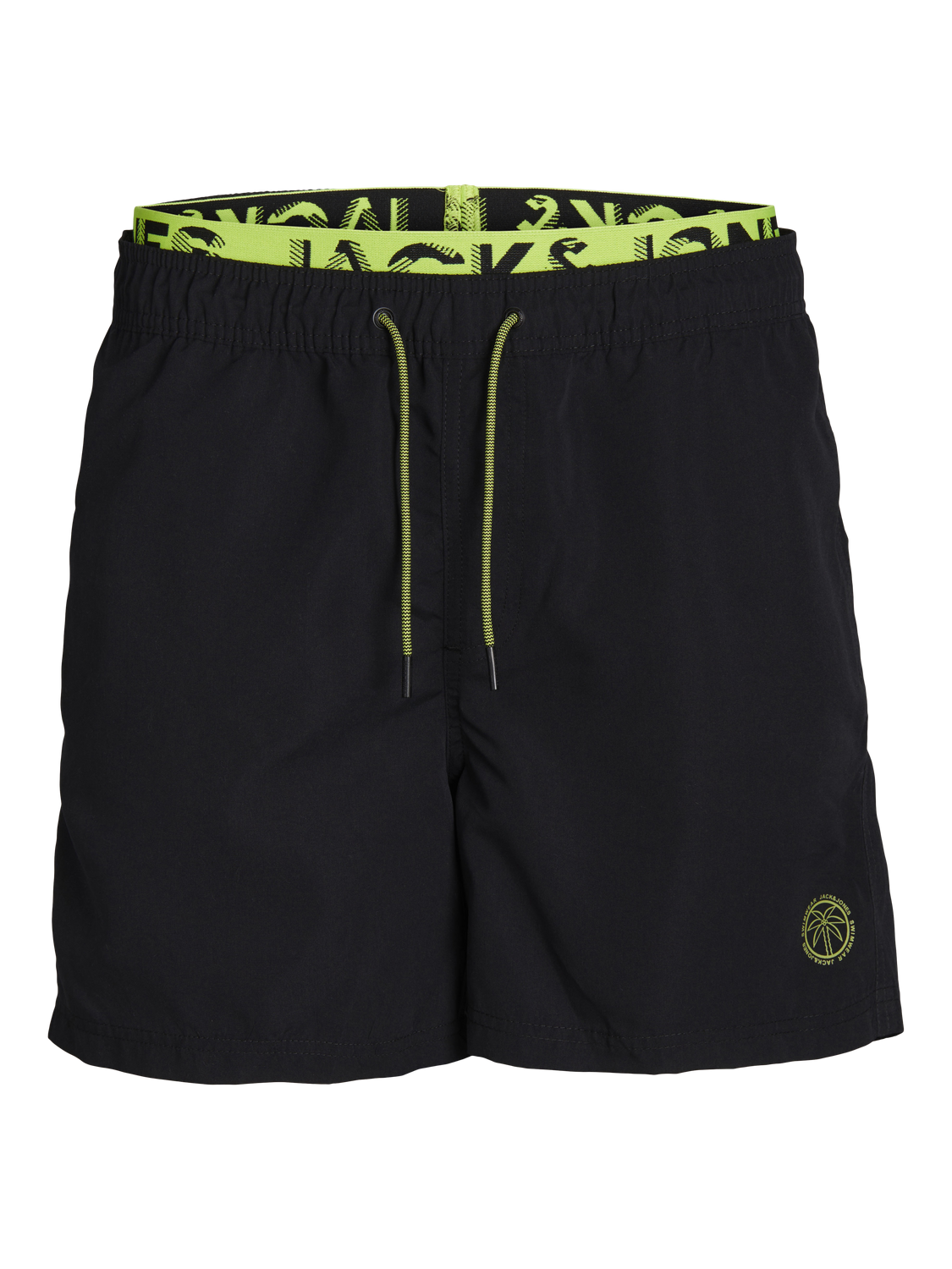 شورت سباحة رجالي أسود بتصميم نيون