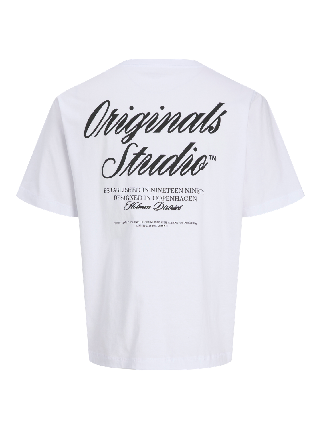 التيشيرت مسطح من الخلف مع الطباعة الكاملة