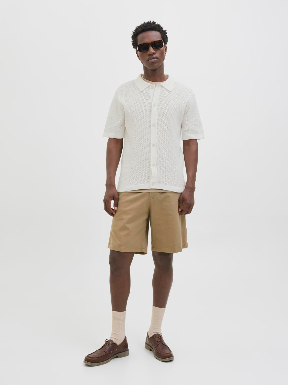 قميص بولو رجالي قطن نص كم من جاك آند جونز – Cloud Dancer