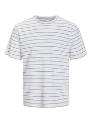 تيشيرت رجالي صيفي مخطط باللون الأبيض والأزرق – صورة أمامية كاملة