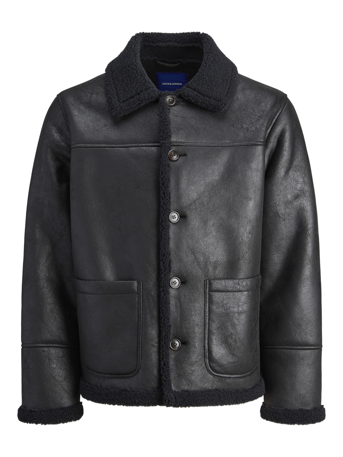 جاكيت أسود شتوي بياقة منتشرة بتصميم أنيق