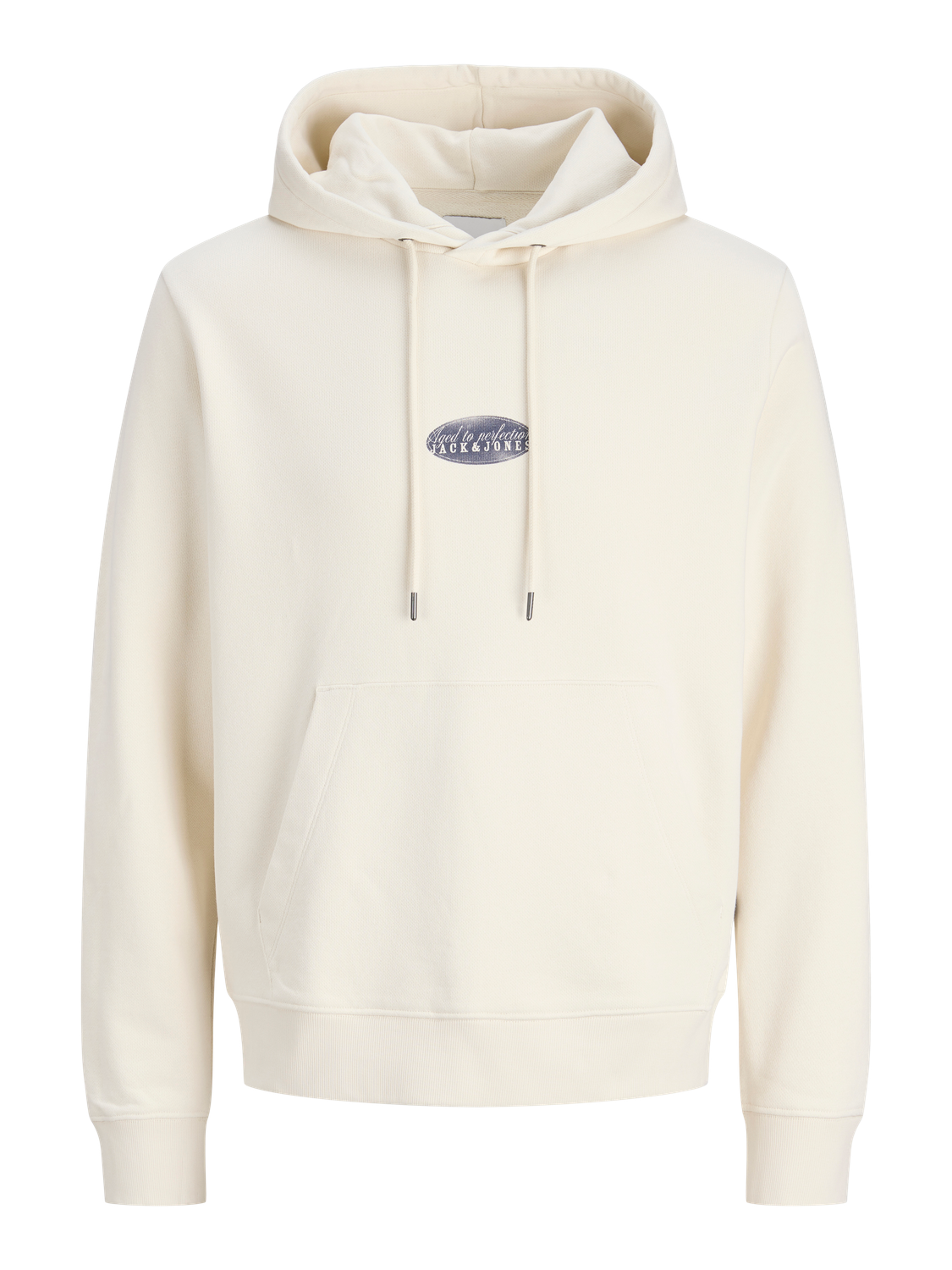 أكمام طويلة مريحة لهودي أبيض، مقاس فضفاض ومناسب للرجال.
