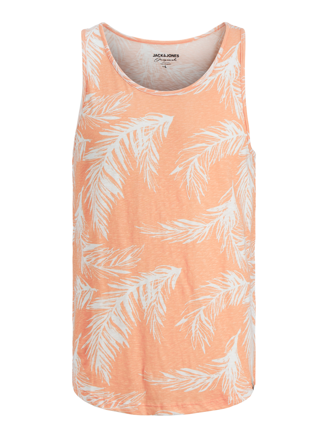تفاصيل النقشة المطبوعة على تانك توب رجالي برتقالي JORBREEZY Coral Pink.