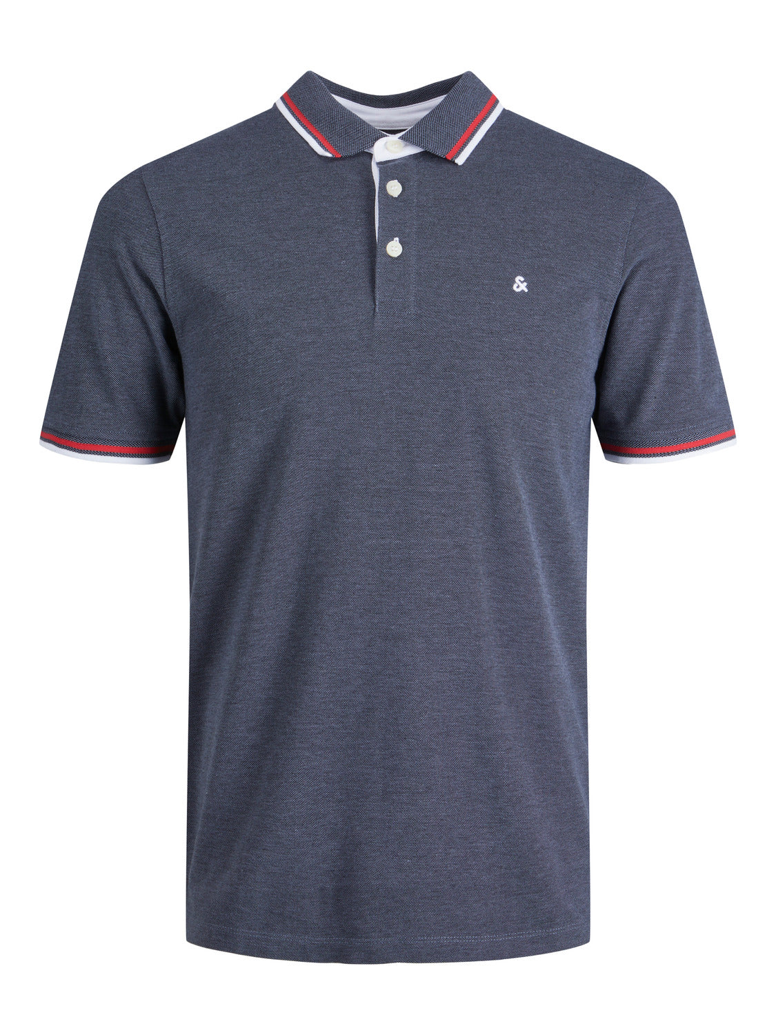 صورة أمامية كاملة لتيشيرت JJEPAULOS Polo Shirt Grisaille من جاك آند جونز بلونه الرمادي الغامق