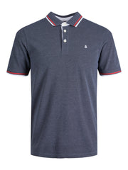 صورة أمامية كاملة لتيشيرت JJEPAULOS Polo Shirt Grisaille من جاك آند جونز بلونه الرمادي الغامق