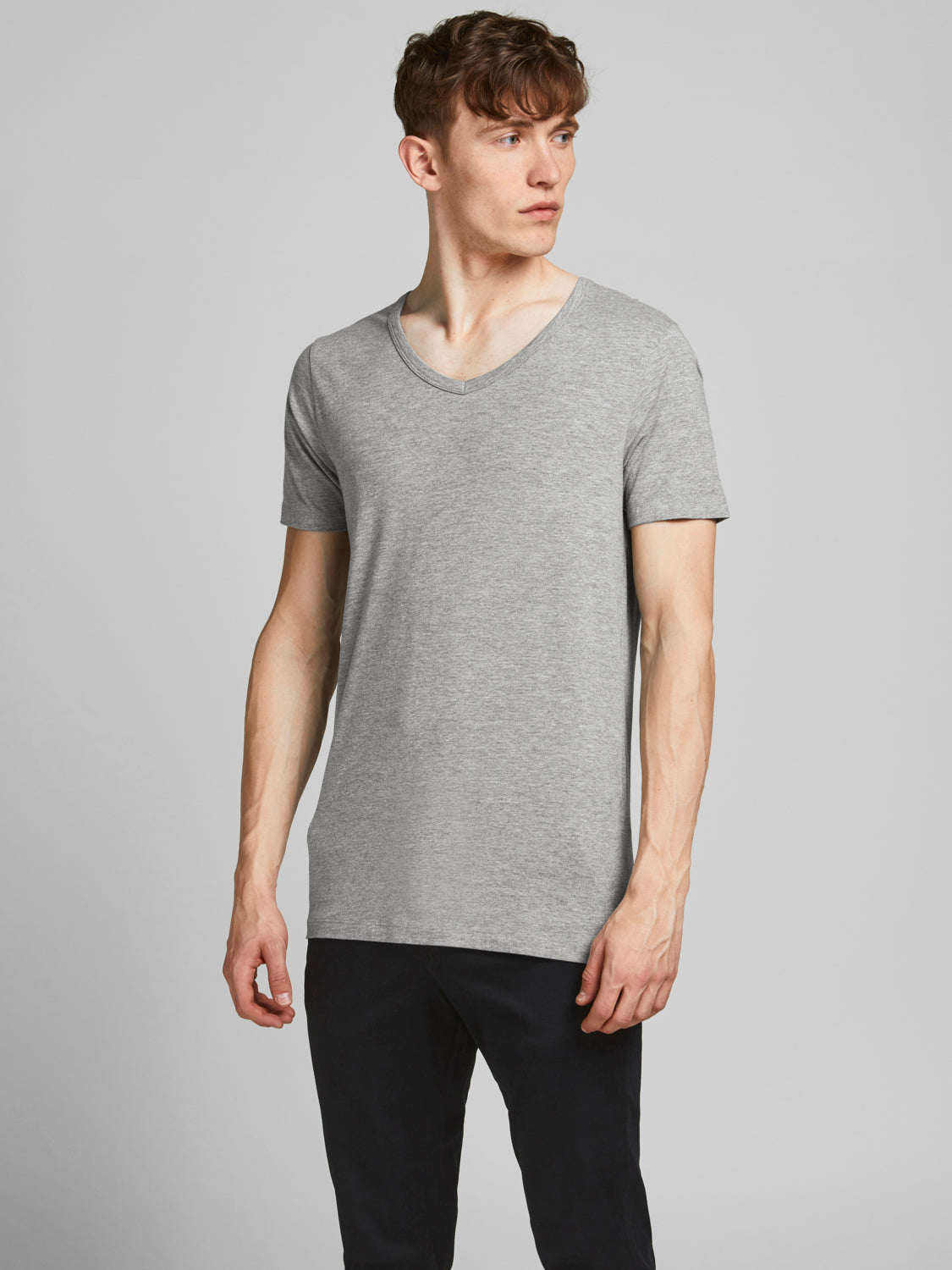 JJEBASIC T-Shirt - LIGHT GREY MELANGE