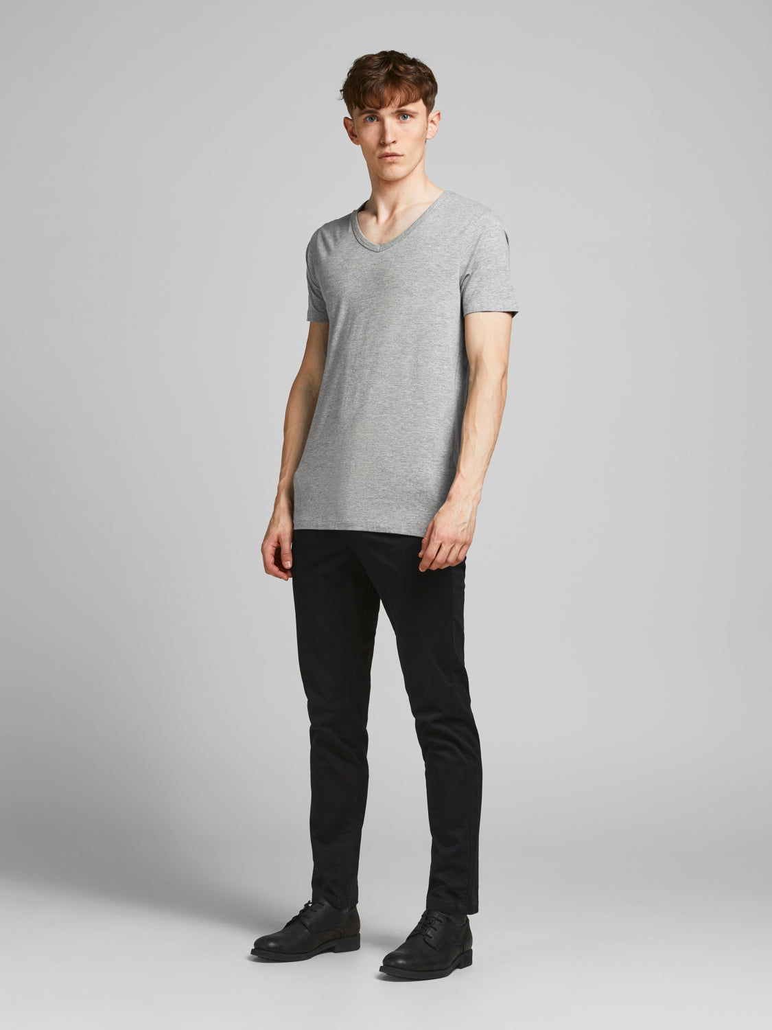 JJEBASIC T-Shirt - LIGHT GREY MELANGE