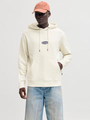 هودي أبيض بقلنسوة وطباعة أمامية من جاك آند جونز السعودية.
