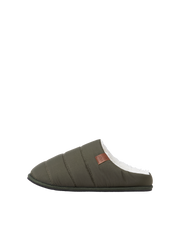 شبشب منزلي رجالي مبطن بلون زيتوني جانبي