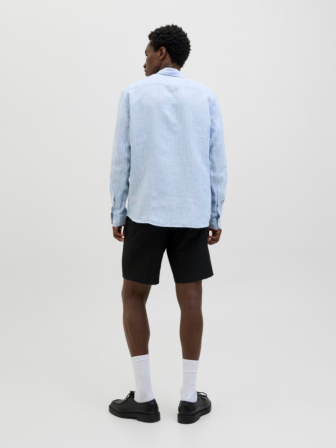 قميص كتان رجالي صيفي بأكمام طويلة من جاك آند جونز – Twilight Blue