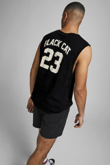 تفاصيل الطباعة الخلفية على تانك توب رجالي أسود JCOLEGENDS Black.