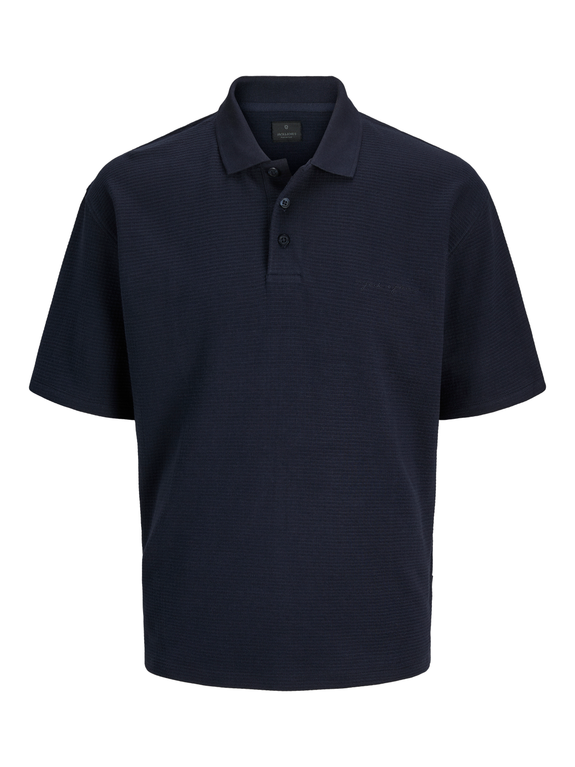 قميص بولو رجالي قطن نص كم كحلي من جاك آند جونز مع بنطلون كاجوال