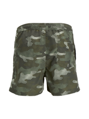 شورت رجالي للبحر بلون أخضر غامق